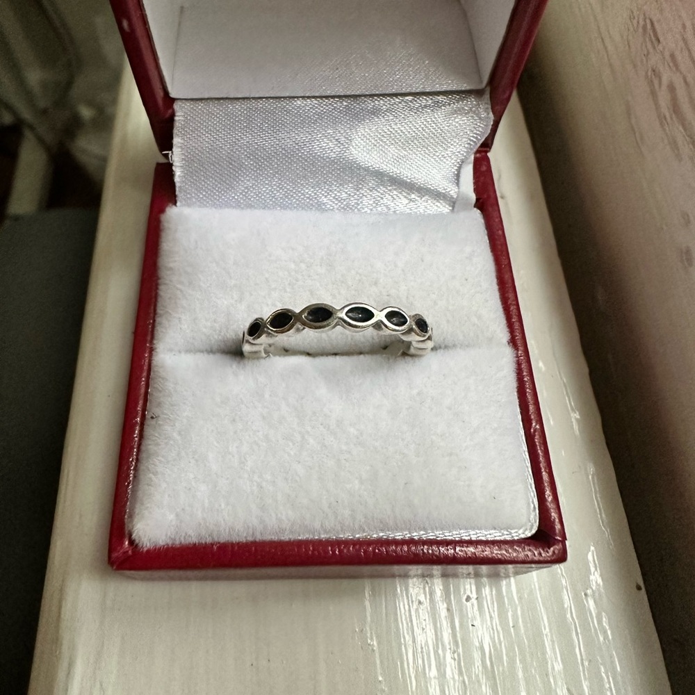 PANDORA Better Together Black Enamel Stacking Ring, Size 6 - RETIRED